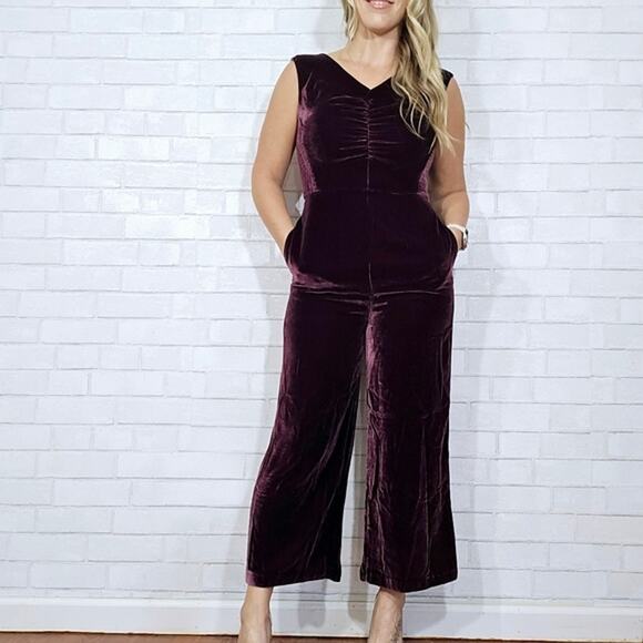 Rebecca Taylor Bordeaux Velvet Jumpsuit - Picture 4 of 9
